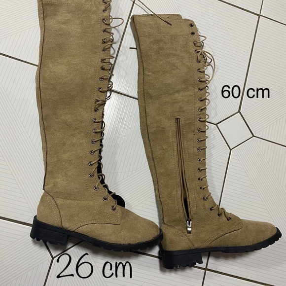 Shoes - Suede khaki boots size 6.5